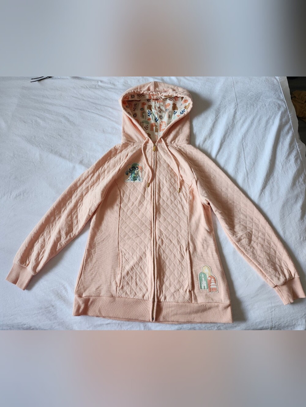 Disney Princesses Peach Quilted Hooded Zip Sweatshirt